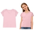 thumbnail image 1 of Kids Shirt Short Sleeve V Neck Pink Shirt Girls Oversized Girls Clothes 9-10 Years, 1 of 5