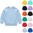 thumbnail image 1 of Kids Shirts for 1-13 Years Unisex Long Sleeve Crew Neck Solid Color Pullover Tops Toddler Kids Children Fashion Printing Lightweight T-Shirt Blouses Purple, 1 of 4