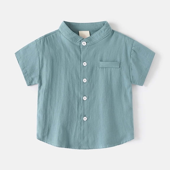 Kids Shirts Boys Mint Green Short Sleeve Button down Shirt Boys School Uniforms Casual Tops 9-10 Years Boy Clothes