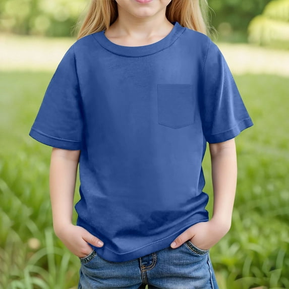 Kids Shirts Casual Boys Short Sleeve Shirt Dark Blue Shirts Casual Tees Pajamas Boys 6-7 Years