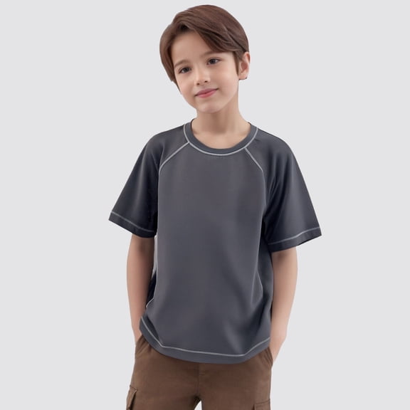 Kids Shirts Casual Short Sleeve Boys Shirts Grey Tees Boys Summer Top Clothes Pajamas Boys 5-6 Years