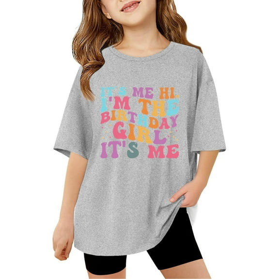 Kids Shirts For Girls Letter Short Sleeve Shirts For Girls Casual Toddler Summer Clothes Clothes For Girls 9-10 Years Cute Girl Clothing