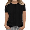 thumbnail image 1 of Kids Shirts For Girls Solid Short Sleeve Shirts For Girls Crewneck Toddler Summer Clothes Girls 9-10 Years Girl Outfits Cute&nbsp;Girl&nbsp;Clothing, 1 of 4