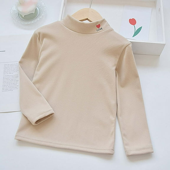 Kids Shirts For Girls Solid color Girls Beige Top Crewneck Top Tees Shirts Cotton T Shirt Boys 9-10 Years Shirts