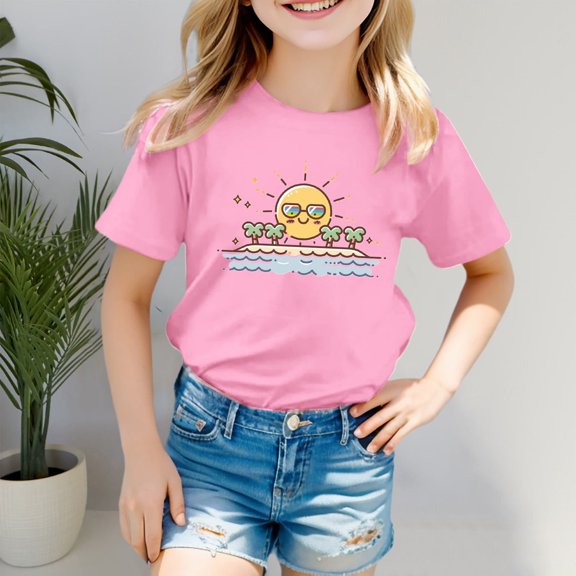 Kids Shirts For Girls Summer Girls Short Sleeve Tops Trendy Summer Clothing Girls T Shirts 5-6 Years Cute Girl Clothing