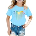 thumbnail image 1 of Kids Shirts Girls 10-12 Round Neck Solid Color Short-Sleeve T-Shirt Everyday Pullover Tops T-Shirts Infant To Big Kid 2-4 Years（Blue）, 1 of 3