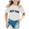 thumbnail image 1 of Kids Shirts Girls 12-14 Solid Color Short-Sleeve T-Shirt Tops Everyday Round Neck Pullover Tops T-Shirt Boys & Girls Shirts 3-4 Years（White）, 1 of 4