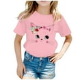 thumbnail image 1 of Kids Shirts Girls 7-8 Cartoon Print Short Sleeve T Shirts Comfy Crew Neck Back To School Shirt T Shirts for Boys and Girls 12-14 Years（pink）, 1 of 5