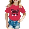 thumbnail image 1 of Kids Shirts Girls Size 10-12 Round Neck Short Sleeve T-Shirt Fashion Cute Cartoon Print T-Shirts Infant To Big Kid 110（5-6Y）, 1 of 5