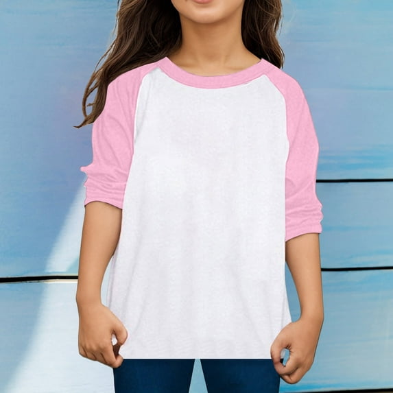 Kids Shirts For Girls Solid Short Sleeve Shirts For Girls Loose Soft Little Girls Summer Clothes Little Girls Clothes 7-8 Years Cute Girl Clothing