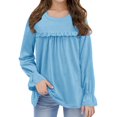 thumbnail image 1 of Kids Shirts For Girls Solid color Long Sleeve Tees For Crewneck Top Tees Shirts Cotton T Shirt Boys Shirts Size Blue 6-7 Years Cute&nbsp;Boy Girl&nbsp;Clothing, 1 of 4