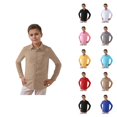 thumbnail image 1 of Kids Shirts Long Sleeve Button Down Lapel Collar Dress Shirt Spring Shirts Boys Girls School Uniform 3-8 Years, 1 of 6
