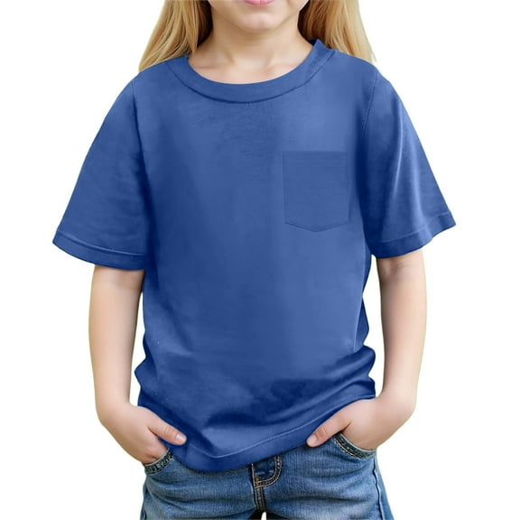 Kids Shirts for Boys Girls Soft Short Sleeve Boys Shirts Dark Blue T-Shirts Toddler Tee Shirts 11-12 Years Boy Clothes