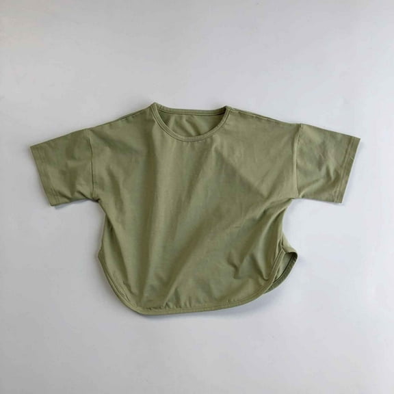Kids Shirts for Girls Army Green Printed Girls Short Sleeve Tops Toddler Summer Clothes Girls Trendy Girls Shirts 5-6 Years