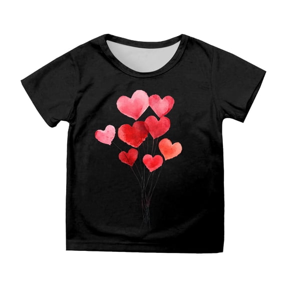 Kids Shirts for Girls Black Printed Girls Short Sleeve Tops Cute Summer Tops for Teen Girls Round Neck Girls 6-7 Years Clothes Trendy