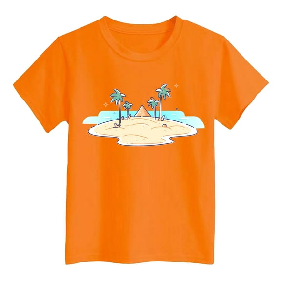 Kids Shirts for Girls Orange Printed Short Sleeve Shirts for Girls Oversized Summer Shirts for Girls Girl Clothes 4-5 Years
