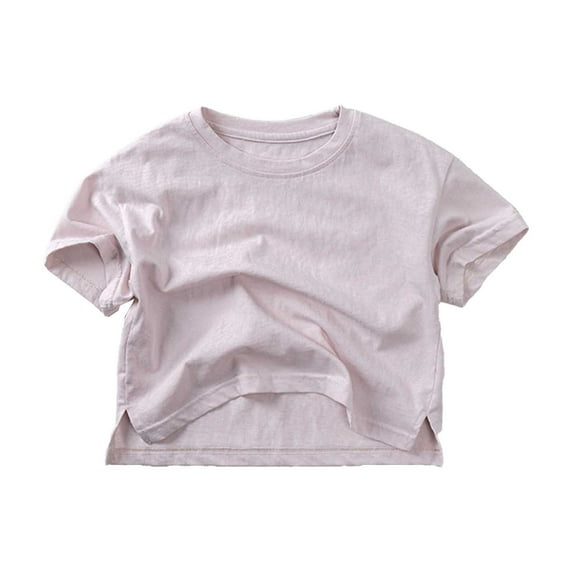 Kids Shirts for Girls Pink Printed Short Sleeve Shirt for Girls Summer Tops for Girls Crewneck Cute Shirts for Girls 4-5 Years