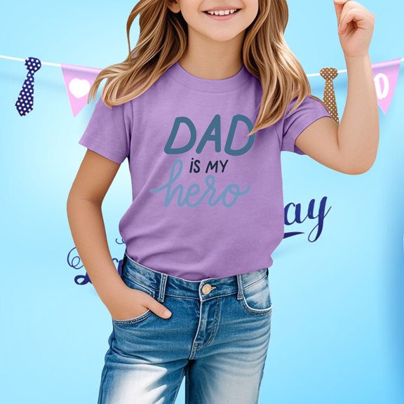 Kids Shirts for Girls Purple Printed Girls Short Sleeve Tops Toddler Summer Clothes Girls Oversized Girls 8-9 Years Clothes Trendy