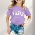 thumbnail image 1 of Kids Shirts for Girls Purple Printed Short Sleeve Shirt for Girls Girls Summer Clothes Casual Girls Tops 9-10 Years, 1 of 3
