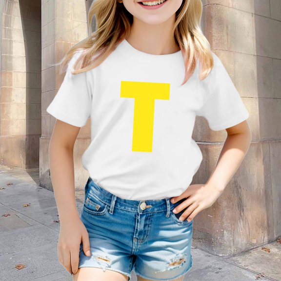 Kids Shirts for Girls White Printed Toddler Girl Short Sleeve Shirt Casual Toddler Girls Summer Outfits Girls 8-9 Years Clothes