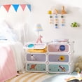 thumbnail image 1 of SONGMICS Kids' Shoe Rack with Doors, 6-Slot Stackable Storage Organizer, Plastic Wardrobe, Toys, Books, Clothes, 12.2 x 16.9 x 41.3 Inches, Cloud White, 1 of 8