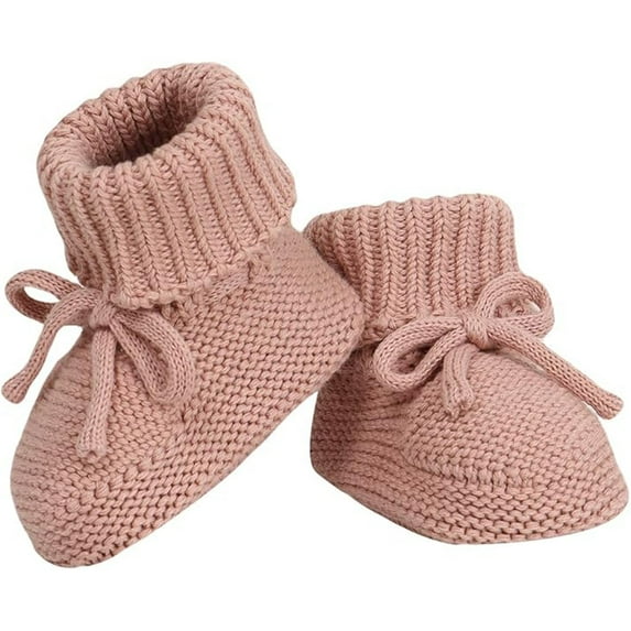 Gyujnb Kids Shoes - Baby Sneakers for Soft Knit Booties with Bow Cute First Shoes Warm Winter Toddler Socks for Boys Girls - Girls Shoes,Color:Pink,Size:9-12 Months