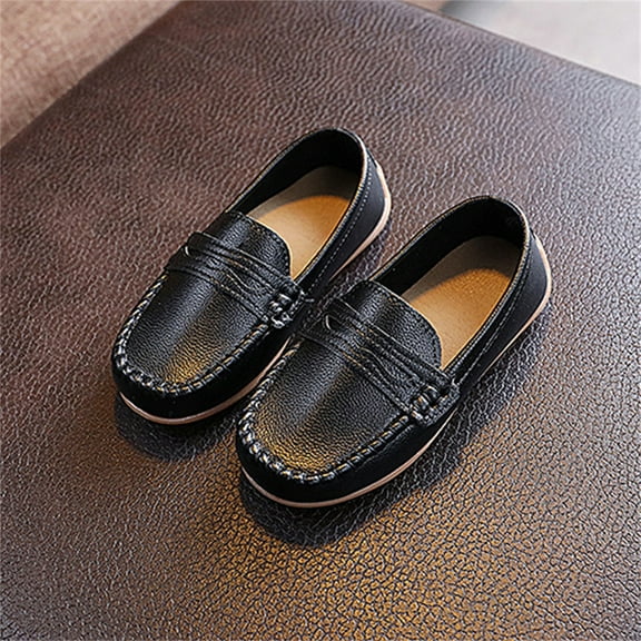 Kids Shoes Children Spring Summer Solid Casual Shoes for Boys and Girls Flat Bottom Lightweight Soft Penny Loafers Boys Sneakers Black 2 Years-2.5 Years