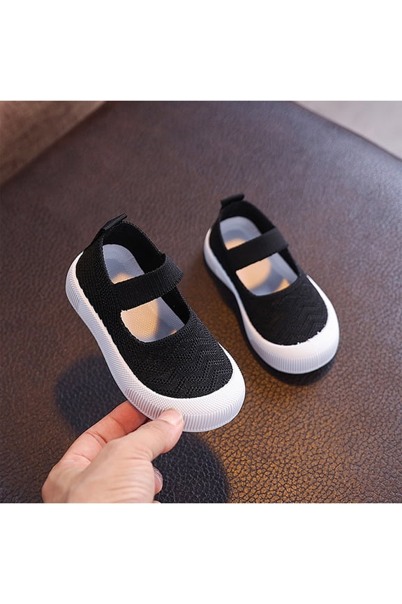 Kids Shoes, Kids Sneakers, Shoes for Kids, Kids Casual Sneakers Lightweight Elastic Strap Low Top Walking Shoes for Toddlers Boys Girls Aged 1-7.5 Outdoor Play, Black US-13C/EU-29