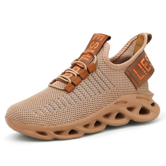 Kids Shoes Mesh Woven Sports Shoes Comfortable Breathable Running Shoes Toddler Boy Sneakers Khaki 8 Years-9 Years