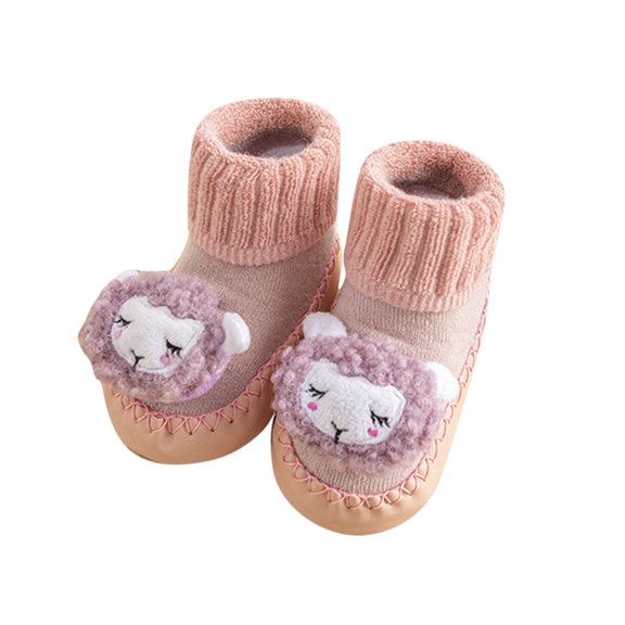 Kids Shoes Size 11 For 0 Months-6 Months Autumn And Winter Boys And Children Socks Non Indoor Floor Sports Warm And Comfortable Plush Animal Shape Toddler Sneakers Beige