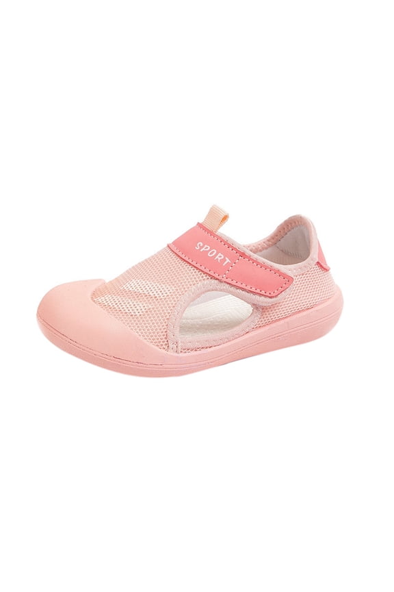 Kids Shoes Small Medium Sized Breathable Soft Soled Casual Toe Net Sports Beach Shoes Sneakers for Girls Pink 34