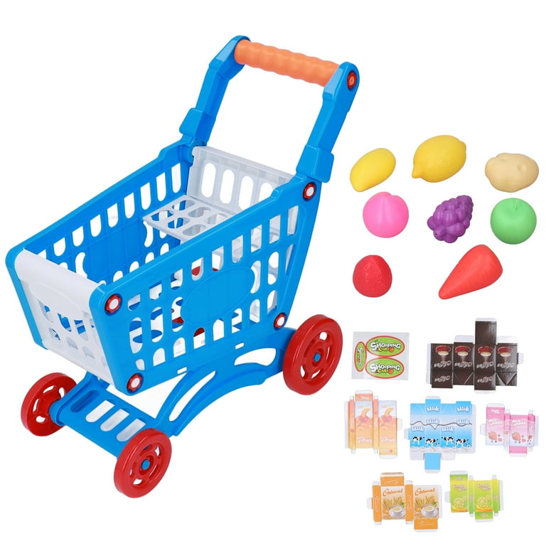 Kids Shopping Cart Set Kids Toy Kids Shopping Cart Play Food Toys For Learning Development Blue