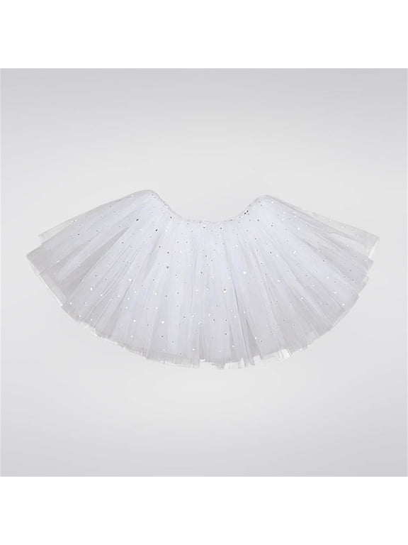 Kids Short Skirt Pants Girls Girl Mesh Tutus Skirt Sparkly Layered Tulles Skirt Princess Birthday A-Line Dance Skirt White 5Y