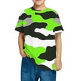 thumbnail image 1 of Kids Short Sleeve Camo T-Shirts Boys Girls Cotton Color Block Tops Casual Toddler Cute Graphic Tees Shirts Green， 5 Years, 1 of 4
