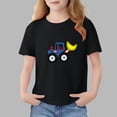thumbnail image 1 of Kids Short Sleeve Crewneck Tee - Cotton Soft Breathable T-Shirt for Toddlers Boys Girls Black 3-4 Years, 1 of 6