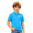 thumbnail image 1 of Kids Short Sleeve Polo Shirt Boys Girls Classic Lapel Collar Deer Embroidery Casual Tops Lightweight Breathable Summer Tee for Daily Wear Oktoberfest Outfit(Sky Blue,3-4Years), 1 of 5