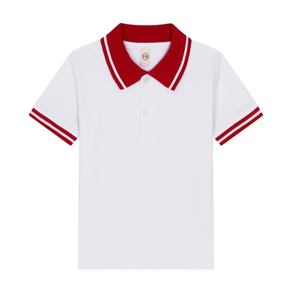 Kids Short Sleeve Polo Shirt, Button Closure Casual Collared Top, Soft Breathable Summer Tee for Boys Girls School Uniform