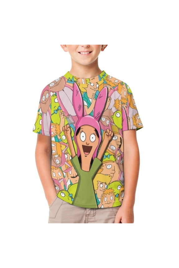 Kids Short Sleeve T Shirt Bob's Bur-Ger Louise Tshirts Cartoon Tee Shirt for Youth Boys Girls