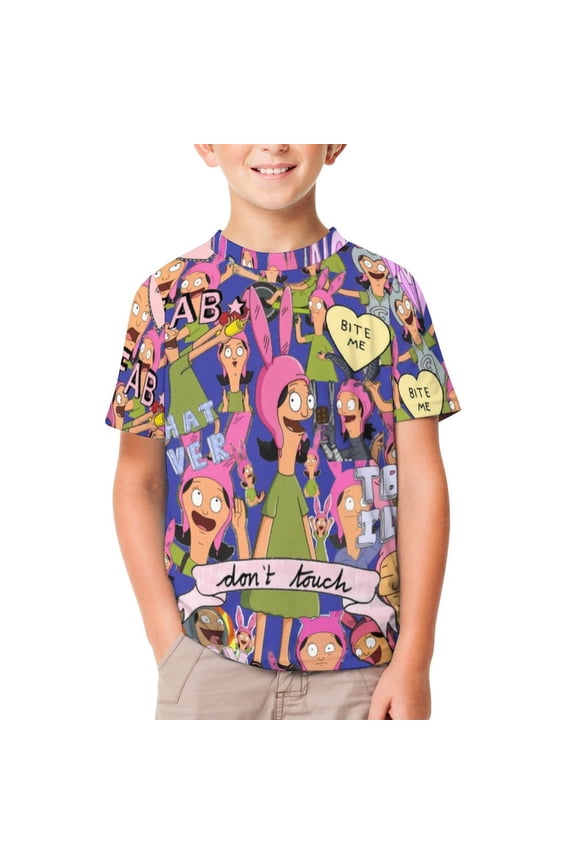 Kids Short Sleeve T Shirt Bob's Bur-Ger Louise Tshirts Cartoon Tee Shirt for Youth Boys Girls