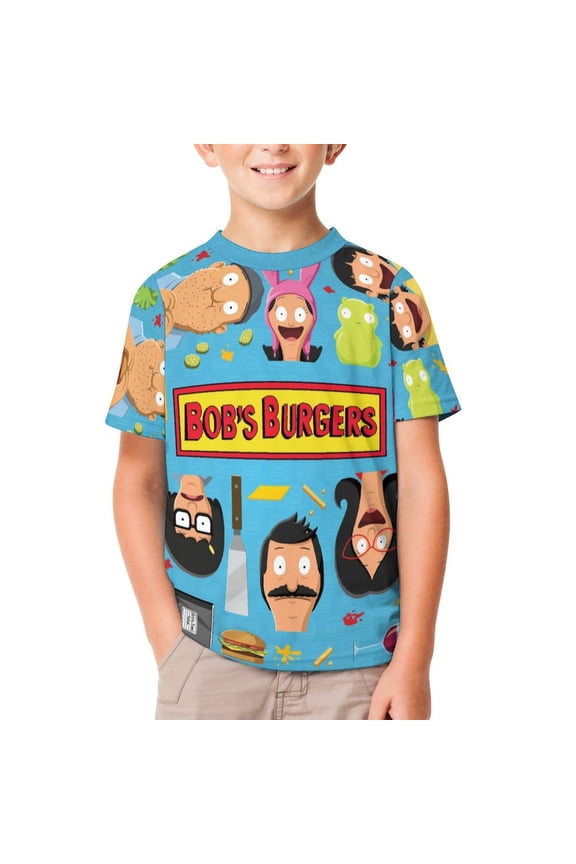 Kids Short Sleeve T Shirt Bob's Bur-Ger Tshirts Cartoon Tee Shirt for Youth Boys Girls