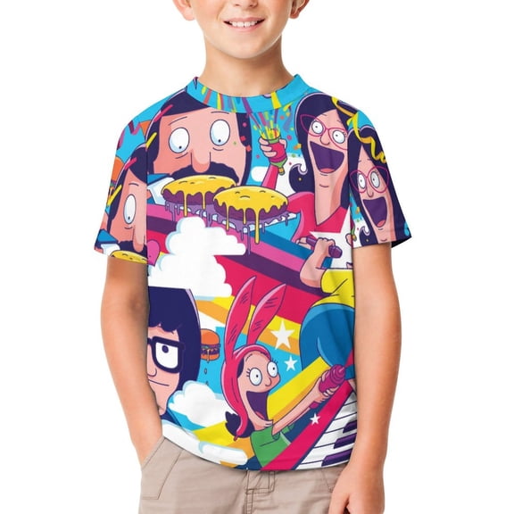 Kids Short Sleeve T Shirt Bob's Bur-Ger Tshirts Cartoon Tee Shirt for Youth Boys Girls