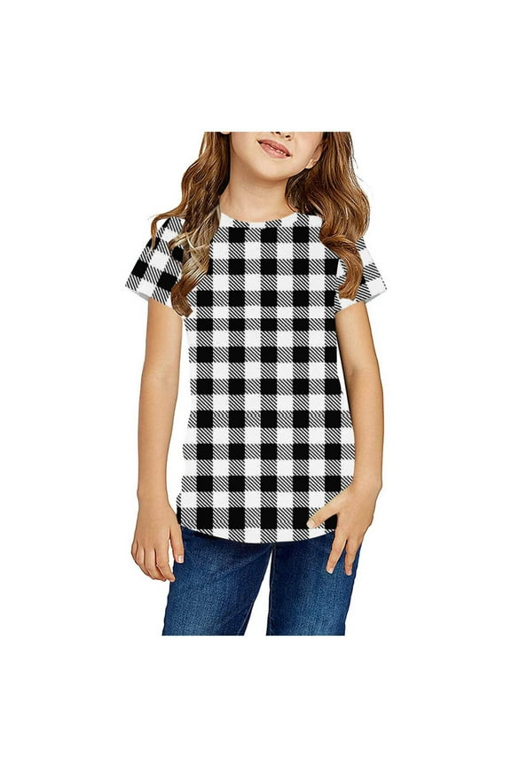 Kids Short Sleeve T-Shirts Boys and Girls Playtime Tee Tops Crewneck Pullover Blouse