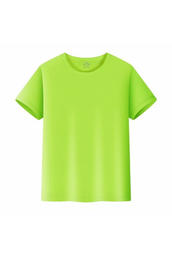 Kids Short Sleeved Neon Shirt Casual Crewneck Soft and Comfortable Tee Shirt Spring and Summer Kids Tops Summer Clothes Army Green 12-14 Years