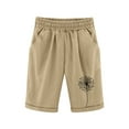 thumbnail image 1 of Kids Shorts Boys 6-7 Letter Print Drawstring Elastic Waistband Cargo Sweat Long Shorts Loose Beach Pants with Pockets Children Clothing,Khaki,160(12-13 Years), 1 of 4