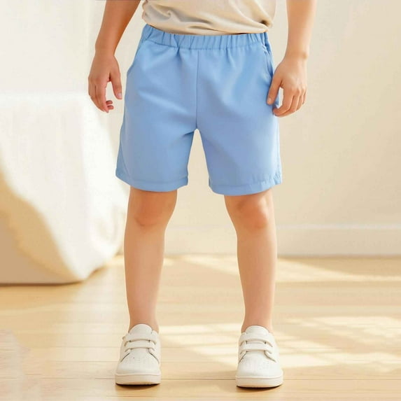 Kids Shorts Quick Dry Workout Sky Blue Shorts Elastic Waist Boys Sweatpants Size 18-24 Months