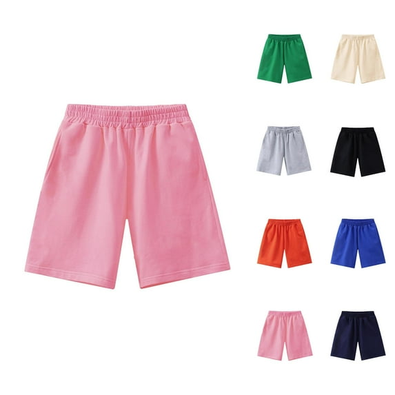 Kids Shorts Toddler Shorts Stretch Solid Color Shorts Boys Girls Casual Quarter Pants Medium Sized Children Simple Casual Pants