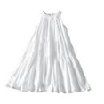 thumbnail image 1 of Kids off the Shoulder Dress Baby Girl's White Dress Ruffle Sleeve A-Line Cute Dresses Sundress Cotton Princess Dress Drawstring Waisted Beach Sundress Party Dresses White 4Y, 1 of 7