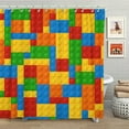 thumbnail image 1 of Kids Shower Curtain for Bathroom Boys Girls Funny Fabric Colorful Blocks Shower Curtain Set Yellow Red Blue Green Waterproof Decor 72" x 72" Polyester, 1 of 6