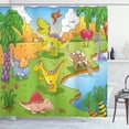 thumbnail image 1 of Ambesonne Cartoon Shower Curtain, Style Animals, 69"Wx75"L, Pale Coffee Lime Green, 1 of 3