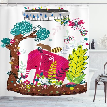 Ambesonne Animal Shower Curtain, Jungle Animals, 69"Wx84"L, Multicolor